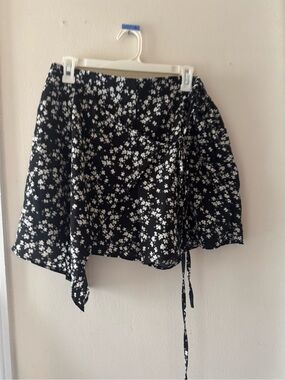 Black Floral Wrap Skort - Women